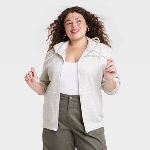 New! Women's Selena Gomez Floral Zip-Up Graphic Hoodie - Gray